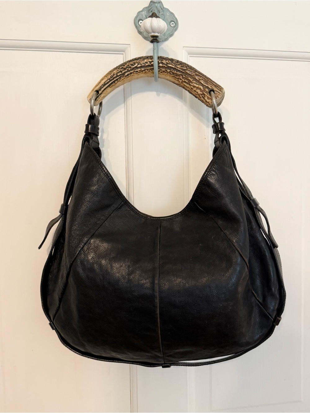 Vintage YSL Yves Saint Laurent Mombasa Leather Hobo Bag Horn Handle Tom Ford